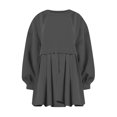 thumbnail image 4 of Womens Oversized Sweatshirt Dress Long Flowy Patchwork Pullover Tops Cute Drop Shoulder Sweatshirts Fall Long Sleeve Mini Dress Teen Girls Crewneck Solid Tunic Pleated Loose Clothing Beig, 4 of 5
