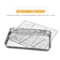 thumbnail image 2 of Stainless Steel Flat Bottom Baking Tray with Mesh Set Square Barbecue Plate with Cooling Rack, 2 of 8