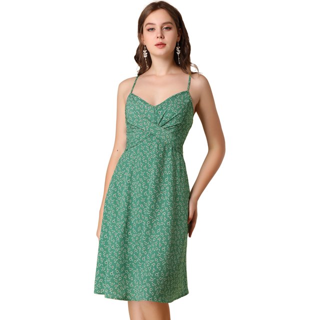INSPIRE CHIC Robe à Bretelles Réglables à devant Torsadé à Motif Floral pour Femme