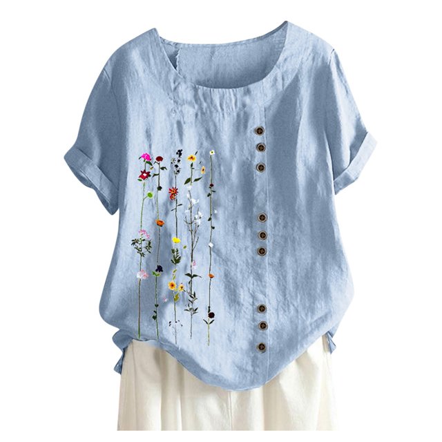 Kcodviy Femmes Décontracté Ample à Boutons Manches Longues Femmes Course Grande Taille Imprimé Bohème Col Rond Manches Longues Chemises pour Femmes Chemise Tanic Blouse Hauts
