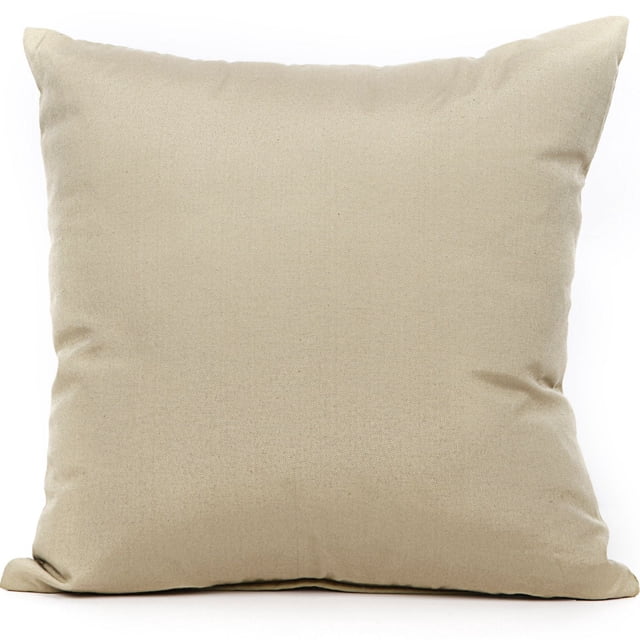 Gouchee Design Natura Cushion in linen color, square 18 by 18 inch poly-cotton blend throw pillow with woven texture and side zipper closure, filled with Canadian polyester fiber for comfort, ideal for home décor and decorative pillow use, also suitable as lumbar support.