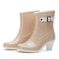 thumbnail image 2 of Punk Style Mid Snow Boots Womens Non-Slip Rain Boots High Heel Water Shoes, 2 of 9