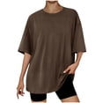 thumbnail image 1 of Yuyuzo T-Shirts Surdimensionnés pour Femmes Col Rond Manches Courtes Hauts Unis Été Décontractés Blouses Légères, 1 of 3