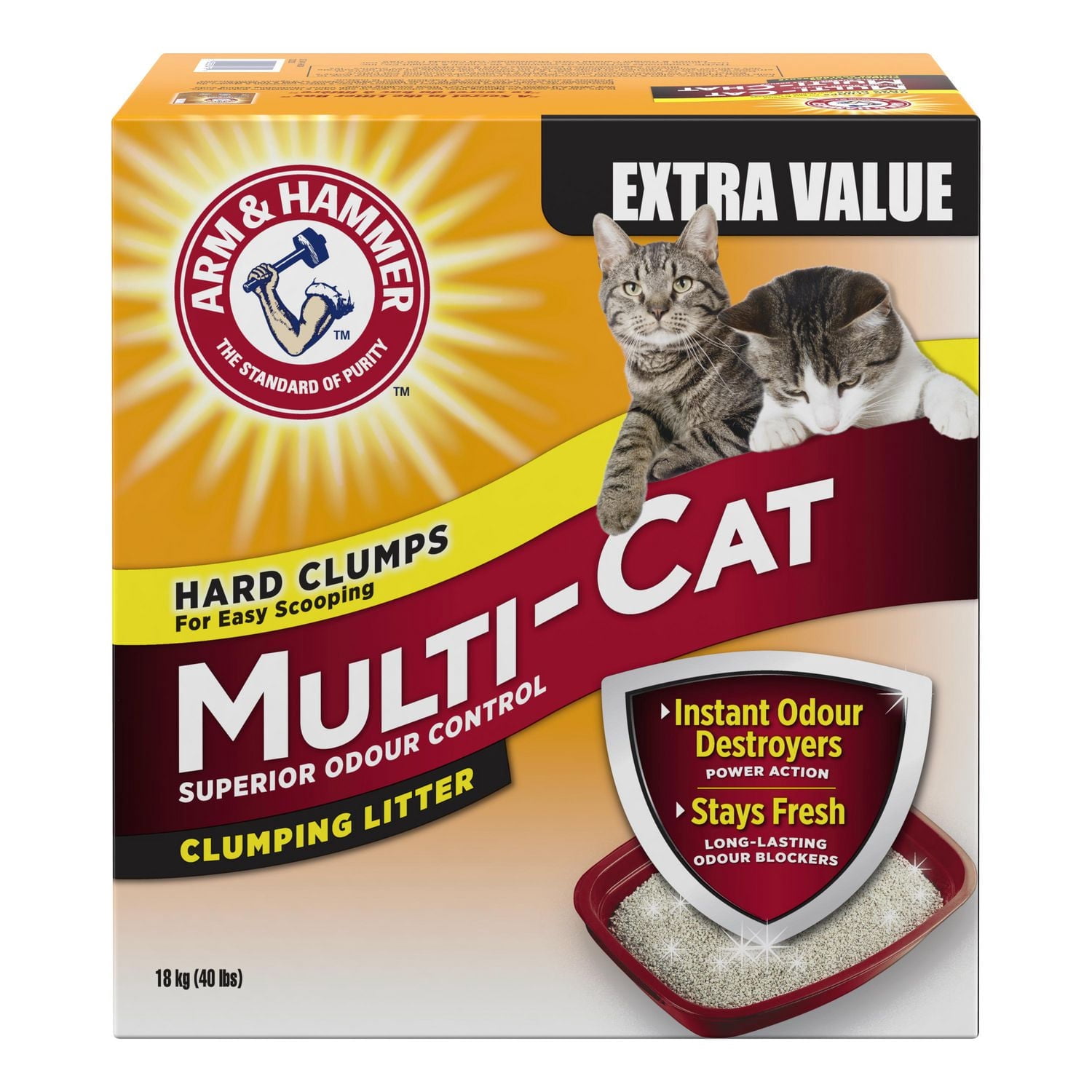 Arm & Hammer Multi-Cat Strength Clumping Cat Litter, 18 kg