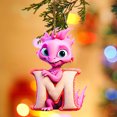 thumbnail image 3 of Fridja Personalized Dinosaur Christmas Ornament 26 Letters Hanging Pendant Ornaments 2024 Plastic Initial Monogram Xmas Tree Decorations with Hanging Rope Unique Customized Fun Gift for Kids, 3 of 3