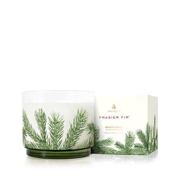 Thymes Frasier Fir Candle - Heritage Pine Needle Luminary Scented Candles - Elegant Pine Candle - Crisp Siberian Fir, Cedarwood & Sandalwood - Holiday Candles - Christmas Decor (Small,