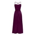 thumbnail image 4 of Pompotops Robe Longue à Bretelles Dos Dégagé Unie pour Femme, Ajustée, Épaules Dénudées, Robe de Soirée, 4 of 6