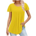 thumbnail image 1 of FAIWAD Tunique d'Été pour Femme à Manches Courtes, Col Rond, T-Shirt Décontracté Plissé, Ample et Fluide, 1 of 5