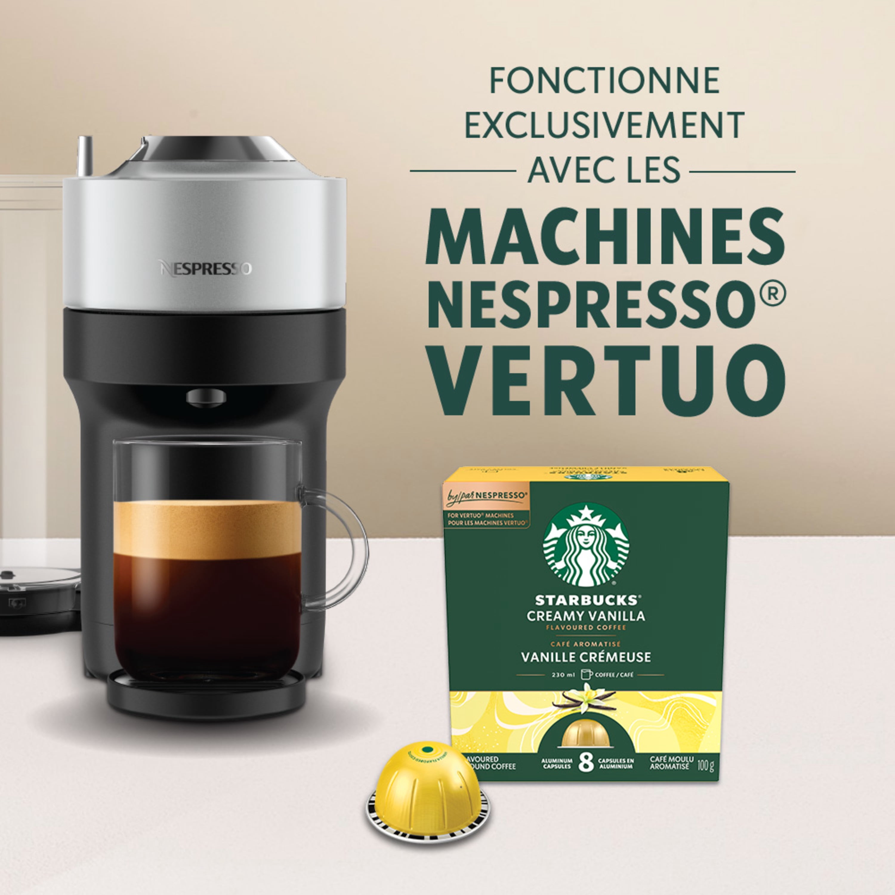 STARBUCKS Creamy Vanilla for NESPRESSO VERTUO, Flavoured Blonde Roast Coffee, Capsules