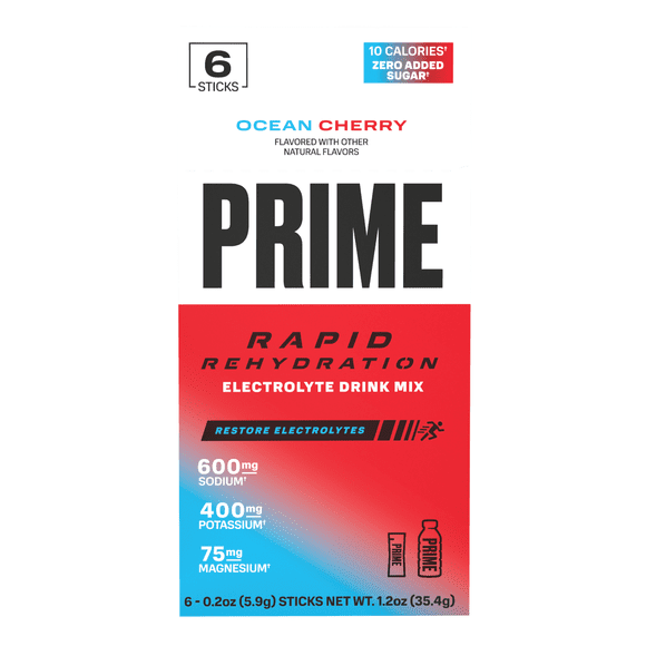 Sachets de réhydratation rapide Prime, saveur Cerise Océane, boîte de 6