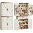 thumbnail image 1 of VASAGLE LIRY Collection - Pantry Cabinet, 70.3-Inch Tall Farmhouse Kitchen Storage Cabinet with Barn Doors, Drawer, Tray, Adjustable Shelves, for Kitchen, Dining Room, Rustic White, 1 of 6