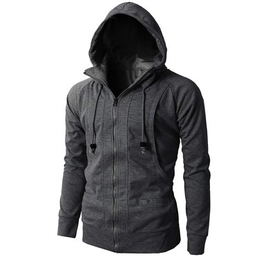 Penkiiy Casual Jacket for Men Fashion Mens' Autumn Winter Long Sleeve Sport Zipper Hoodie Pullover Blouse Tops Dark Gray XL Y2K Clothes