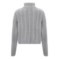 thumbnail image 5 of Fgnfyis Knit High Neck Pullover Sweater Short Cropped Ribbed Pattern Sweaters for Women for Soft Warm Winter Casual Turtleneck Grey L, 5 of 5