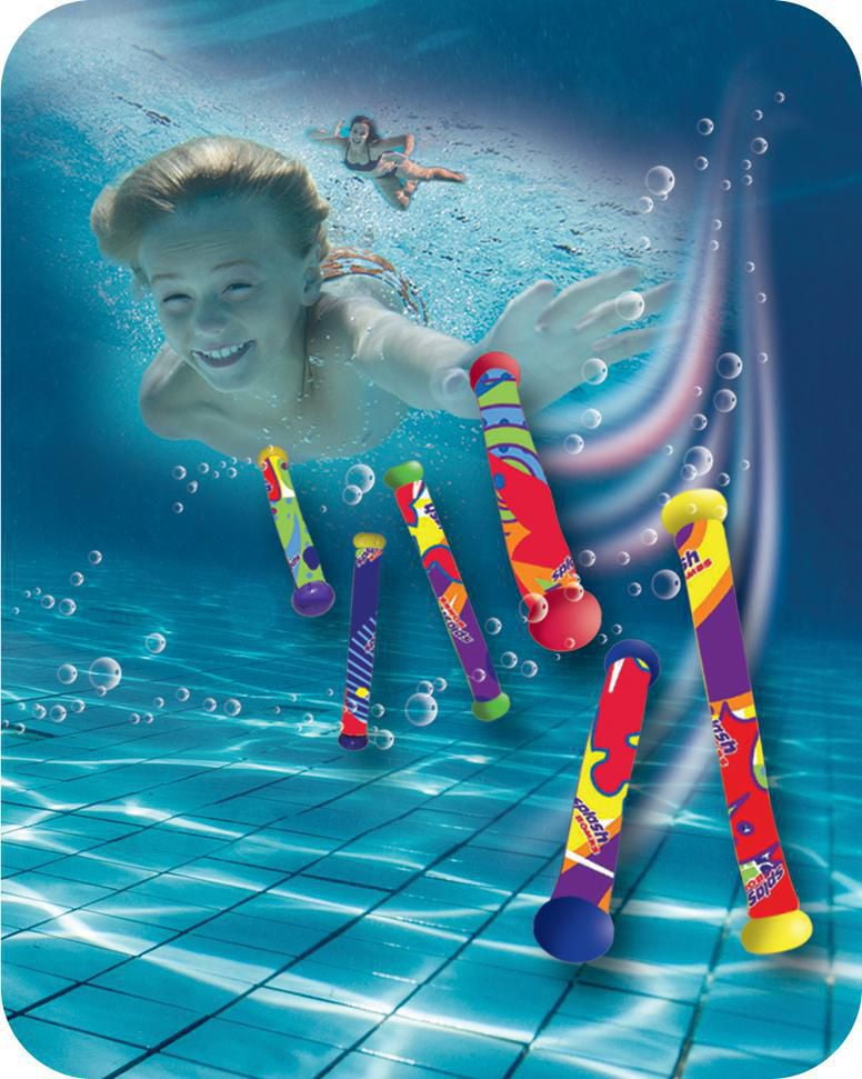 Play Day Dizzy Dive Sticks, 8-Pack, Blue Yellow Stick