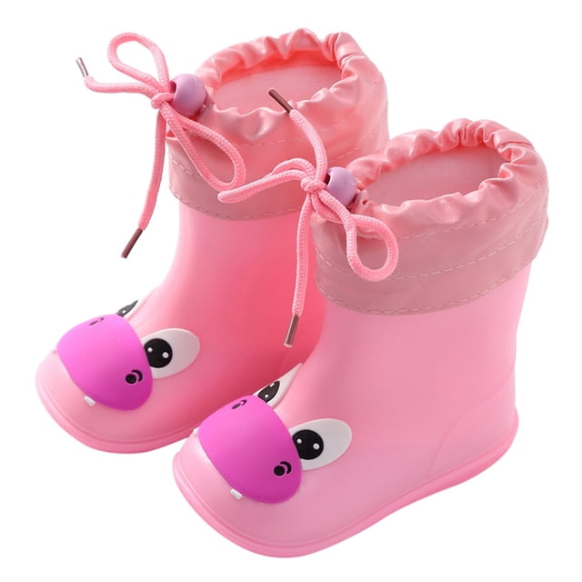NOKIO High-Traction PVC Rain Boots for Kids Reinforced Toe Guard Classic Cartoon Graphics 𝗪aterproof Durable Rubber Construction Toddler All-Weather Shoes