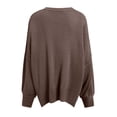 thumbnail image 5 of WUANDIXFA Chandails d'Automne pour Femmes Chandails pour Femmes à Manches Longues Fente Latérale Col Rond Chandails Molletonnés à Enfiler Hauts de Mode pour Femmes Vêtements Corset Vêtements d'Extérieur Brun, TG, 5 of 5