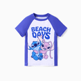 thumbnail image 4 of Disney Stitch Kid Girl 2pcs Character Tropical Floral Colorblock Print Short-sleeve Tops and Trunks UPF 50+ Swimsuit Set, 4 of 8