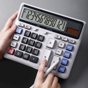 1 Set Electronic Calculator Dual Power Battery 12-Digit Desktop Calculator with Large LCD Display for Home Office
