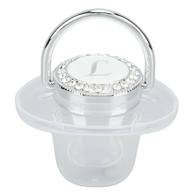 Baby Silicone Baby Pacifier Silver A-Z Letters Safe BPA Free One Piece Seamless Pacifier with Lid for Infant 6-18 Months