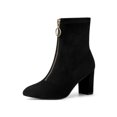 thumbnail image 1 of Unique Bargains Women's Faux Suede Square Toe Front Zip Block Heel Ankle Boots, 1 of 8