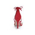 thumbnail image 3 of BLISSFUL STEP Chaussures pour Femmes Sandales à Talon Aiguille Haut à Bride Cheville à Nouer Bout Ouvert en Faux Suède Rouge 9, 3 of 8