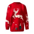 thumbnail image 4 of IROINID Chandail à Col Rond pour Femmes, Imprimés Graphiques, Manches Longues Mi-Longues, Tricot Arbre de Noël, 4 of 8