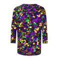 thumbnail image 5 of Penkiiy 2024 Blouse Mardi Gras Hauts pour Femmes T-Shirt Quotidien Blouse à Manches 3/4 Haut à Imprimé Masque Carnaval Col Rond Chemise Décontractée S Multicolore, 5 of 5