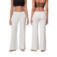 thumbnail image 2 of Gupgi Fold Over Yoga Pants for Women Wide Leg Trousers Solid Color Striped Lounge Pants, 2 of 8