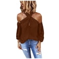 thumbnail image 1 of Pompotops Chemise à Manches Longues Unie Sans Dos pour Femmes, Mode, Décontractée, Sans Bretelles, Hauts pour Femmes en Solde, 1 of 6