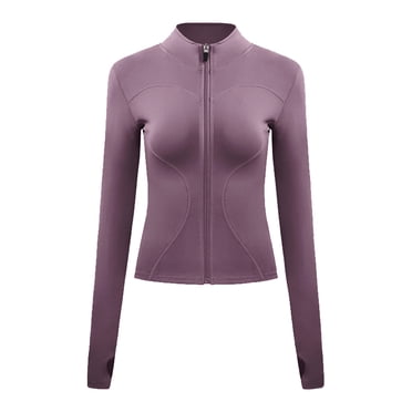 Veste de Sport pour Femmes pour l'Entraînement et la Course, Coupe Ajustée, Manches Longues, Veste de Yoga de Piste avec Trous pour les Pouces
