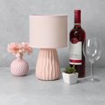 thumbnail image 2 of Simple Designs 11.02" Traditional Mini Modern Ceramic Texture Pastel Accent Bedside Table Desk Lamp with Matching Fabric Shade for Bedroom, Nightstand, Living Room, Entryway, 2 of 9