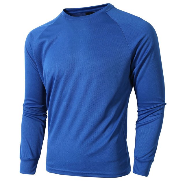 T-shirt Homme Ajusté Col Rond en Maille Décontracté Manches Longues Bleu Classique Automne Taille m