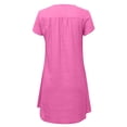 thumbnail image 4 of Robes T-Shirts Décontractées d'Été pour Femmes, Col en V, Manches Courtes, Robe Unie en Coton et Lin, 4 of 5