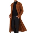thumbnail image 4 of INSPIRE CHIC Men's Winter Pea Coat Notch Lapel Double Breasted Solid Color Overcoat S Brown, 4 of 7