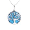 thumbnail image 1 of Natural Round Gem Stone Kabbalah Tree of Life Necklaces Pendants, 1 of 6