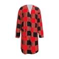 thumbnail image 4 of Cropped Cardigans for Women Fashion Button Plush Tops Plaid Print Loose Cardigan With Pocket Coat Jacket on Clearance, 4 of 5