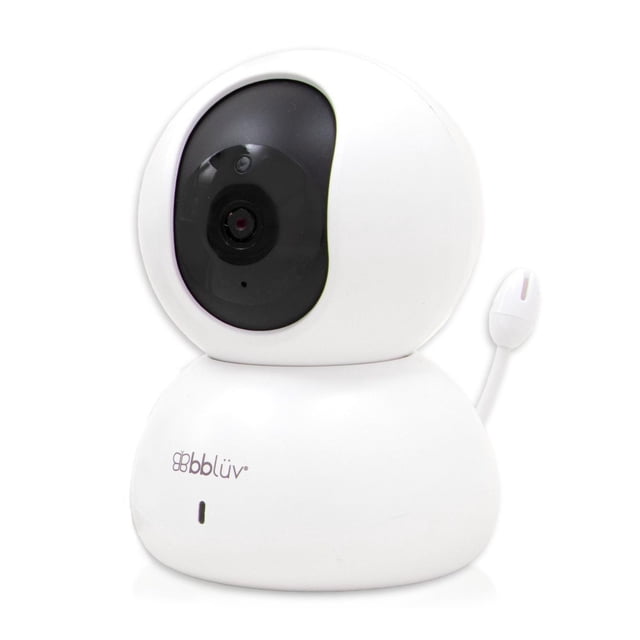 bblüv - Additional Camera Add-on for the bblüv Cäm HD Baby Monitor with a compact white spherical body, black camera lens area, and small white microphone arm, designed for expandable multi-camera baby monitoring with infrared night vision and motion-activated sound detection.
