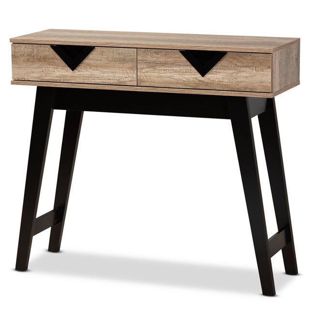 Baxton Studio Table Console en Bois Finition Brun Clair à 2 Tiroirs
