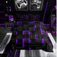 thumbnail image 2 of Erosebridal Neon Geometry Comforter Sets Queen Size,Stereoscopic Gradient Plaid Bedding Queen Comforter Set,Kids Room Decorative,Reversible,Ultra Soft,3 Pieces, 2 of 7