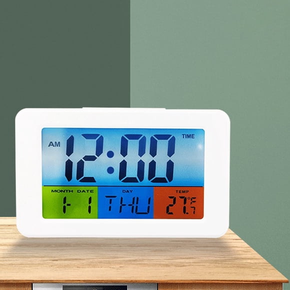 Chmadoxn Réveil Numérique avec Écran LCD Coloré, Moniteur de Température, Alarme avec Répétition, Horloge Intelligente, Calendrier, Horloge Électronique