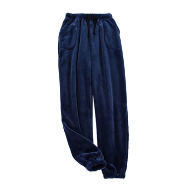 HNMKIU Men's Casual Pants Warm Flannel Pajama Trousers Relaxed Large Size Cozy Coral Comfortable Homewear for Autumn and Winter