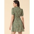 thumbnail image 3 of INSPIRE CHIC Robe Vintage Florale à Manches Courtes Col Camp Boutonnée Ligne A pour Femmes, 3 of 5