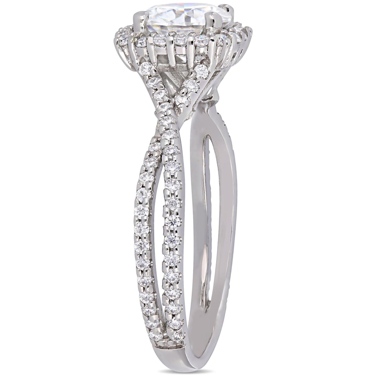 Bague de fiançailles croisée Miabella avec moissanite 1-1/2 CT PBT en or blanc 10K
