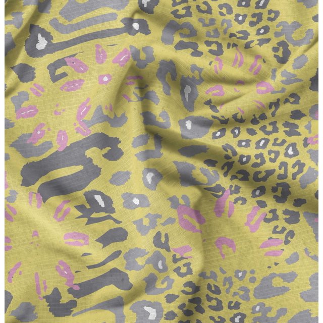 Soimoi Yellow Cotton Poplin Fabric Leopard Animal Skin Decor Fabric Printed Yard 56 Inch Wide