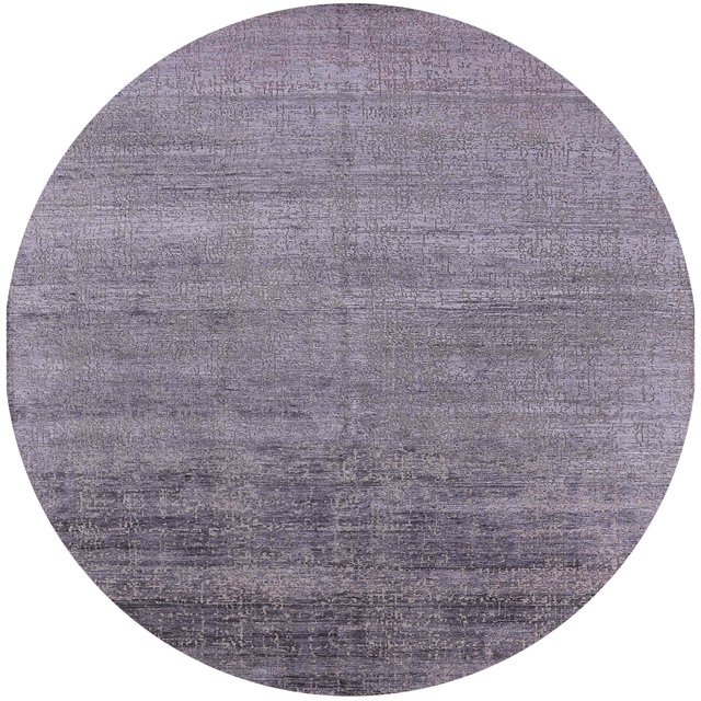 Ahgly Company Indoor Round Mid-Century Modern Purple Purple Oriental Area Rugs, 3' Round