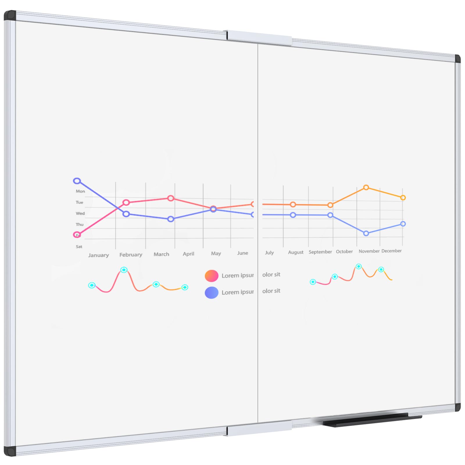 Tableau blanc pliable magnétique VIZ-PRO, 48 x 36 pouces, tableau mural effaçable à sec pour l'école, le bureau et la maison