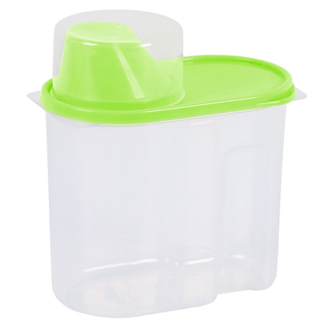 Pot Scellé avec Couvercle Distributeur de Rangement Alimentaire Contenant Contenant Alimentaire Scellé PP Cuisine Riz Céréales Fèves Boîte de Conservation, 1,9 L, Vert
