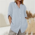 thumbnail image 2 of Yuyuzo Womens Button down Jean Shirts Half Sleeve V Neck Solid Color Casual Loose Denim Shackets, 2 of 6
