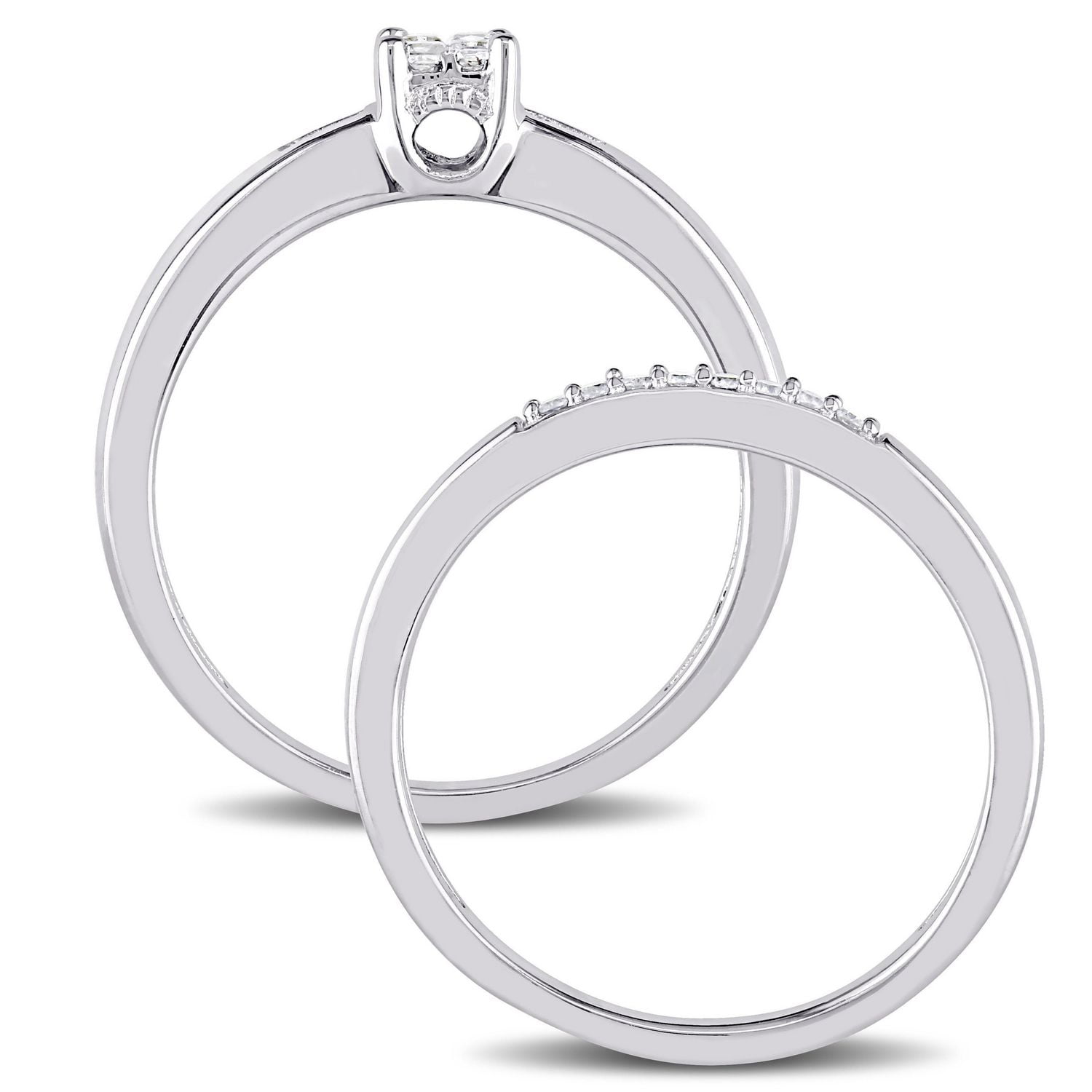 Ensemble de mariage Miabella avec diamants de coupe princesse 1/6 CT poids total en argent sterling