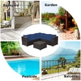 thumbnail image 4 of Costway 6PCS Patio Rattan Furniture Set Sectional Cushioned Sofa Deck Navy, 4 of 10